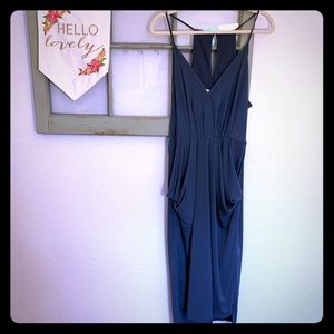 BCBG Generation Maxi Dress Green Gray Pockets Midi